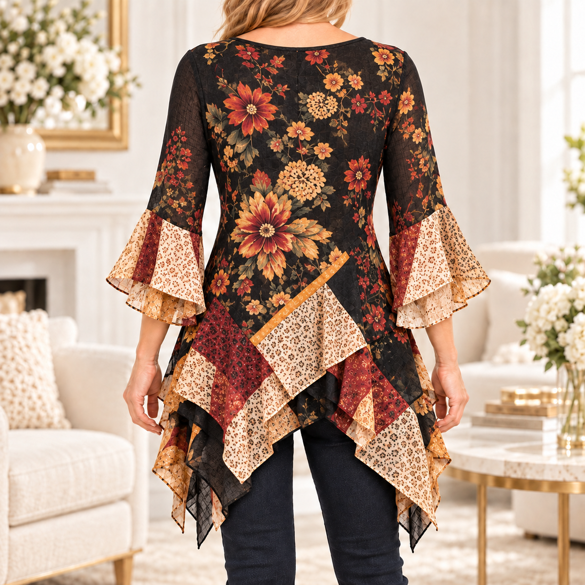 Holly | Floral patchwork print tunic 3