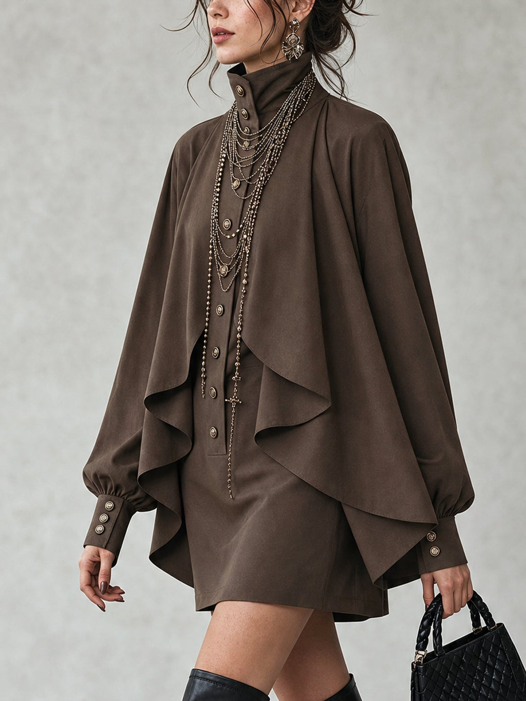Arwen | High-neck cape mini dress 2