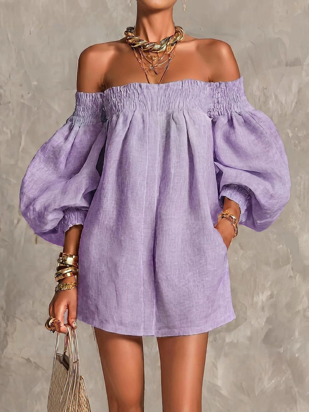 Rosaline | Off-shoulder puff-sleeve mini dress 4