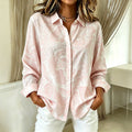 Louisa | Pink floral line art print button down top 1