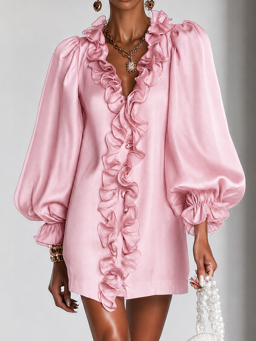 Ottilie | Ruffled puff-sleeve mini dress 8