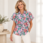 Imogen | Floral ruffle button front blouse 2