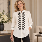 Greta | Ivory contrast trim tunic 2