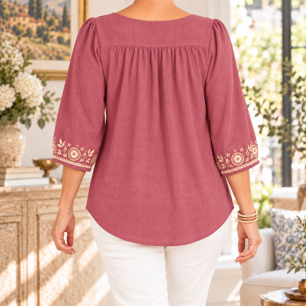 Georgina | Embroidered square neck blouse 3