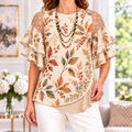 Amara | Autumn leaf pleated layered blouse 1