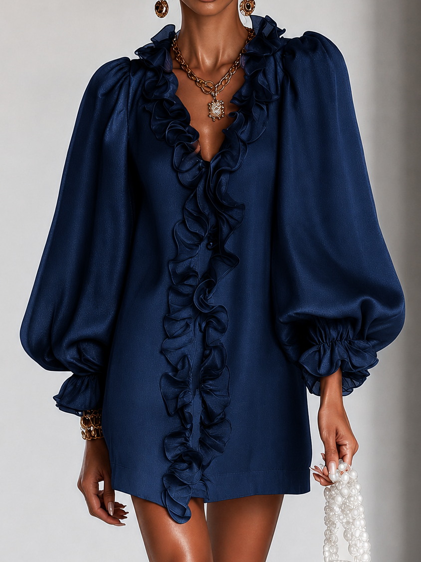Antoinette | Ruffled puff-sleeve mini dress 2