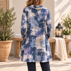 Maureen | Boho abstract print tunic blue cowl neck 3