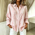 Lisa | Pink geometric wave print button down shirt 1