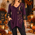 Melissa | Gothic halloween raven tunic purple V-neck 1