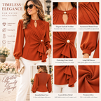 Pearl | Pleated wrap blouse rust 4