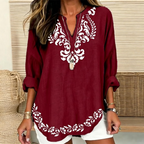 Julia | Damask & floral print split V-neck tunic 3