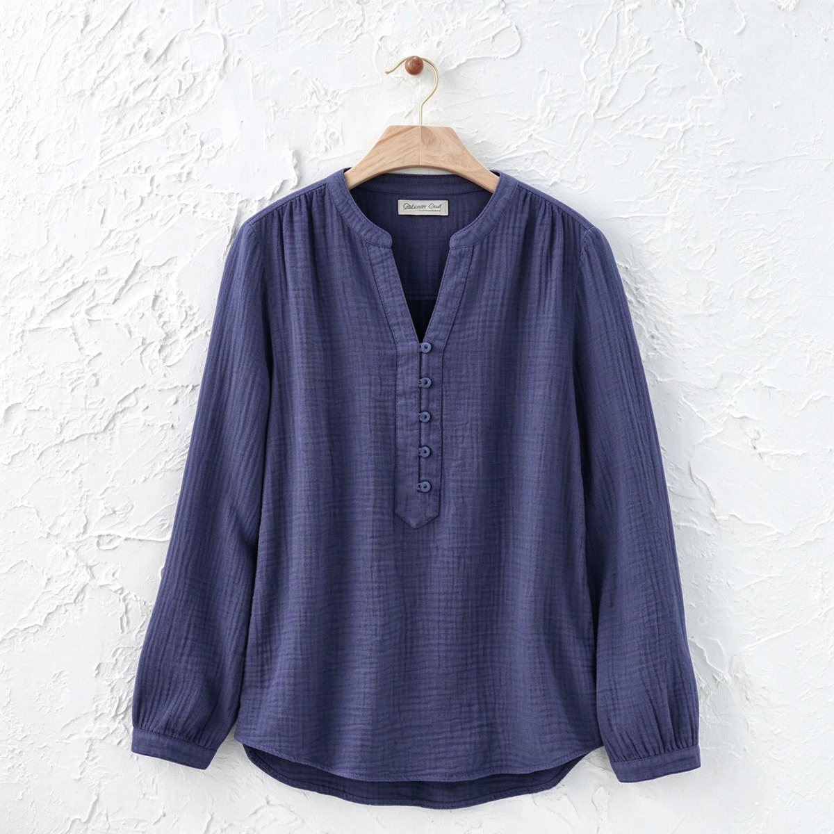 Delphine | Cotton gauze notch neck henley tunic 5