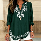 Julia | Damask & floral print split V-neck tunic 5
