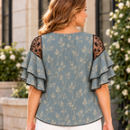 Cara | Botanical print pleated layered blouse 3