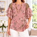 Arielle | Butterfly floral pleated blouse 1