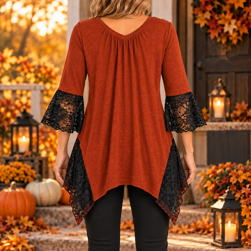 Mercy | Boho halloween pumpkin tunic rust orange 3