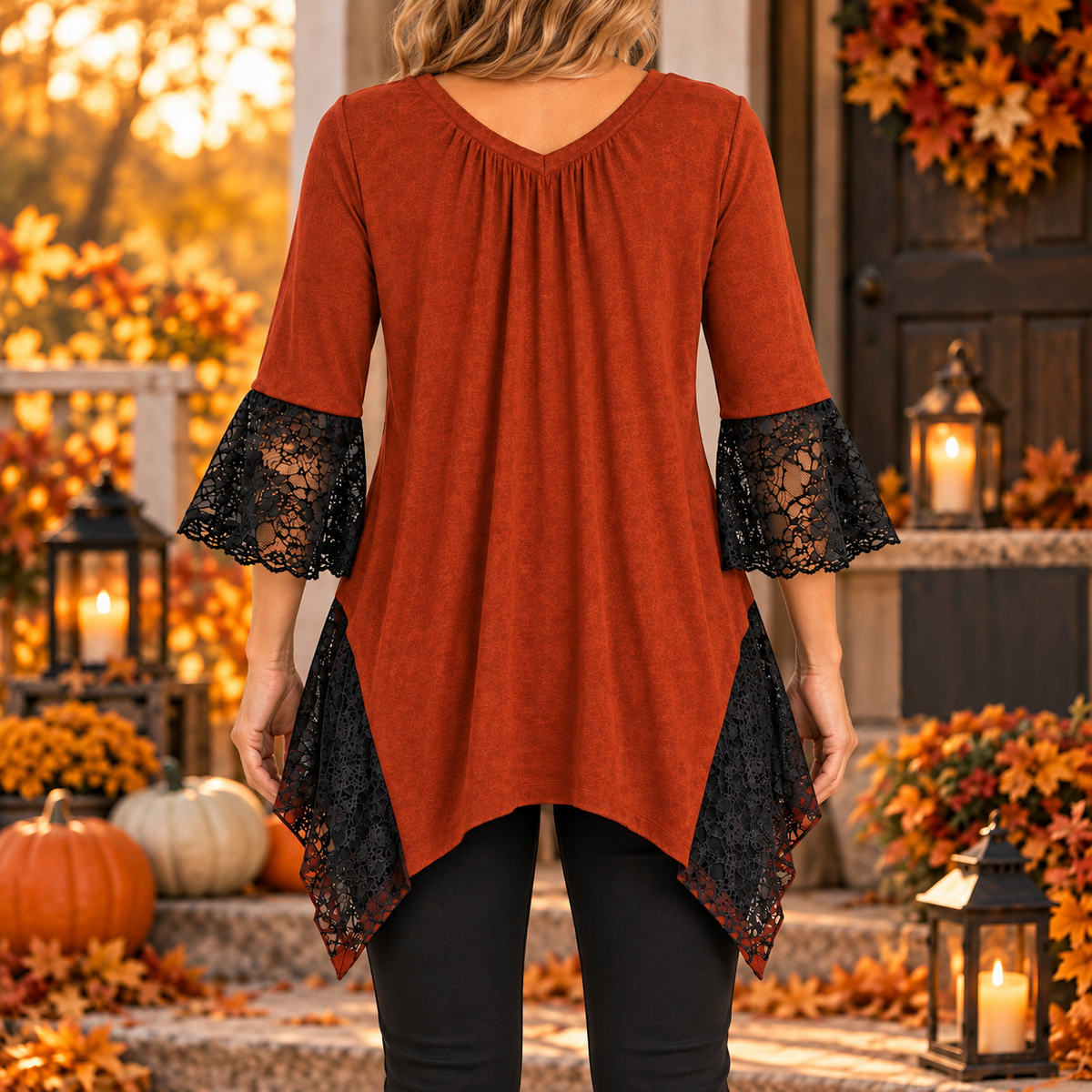 Mercy | Boho halloween pumpkin tunic rust orange 3