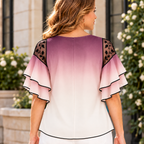Astrid | Rose ombre pleated embroidered blouse 3