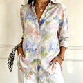 Jenna | Pastel floral watercolour print collared shirt 1