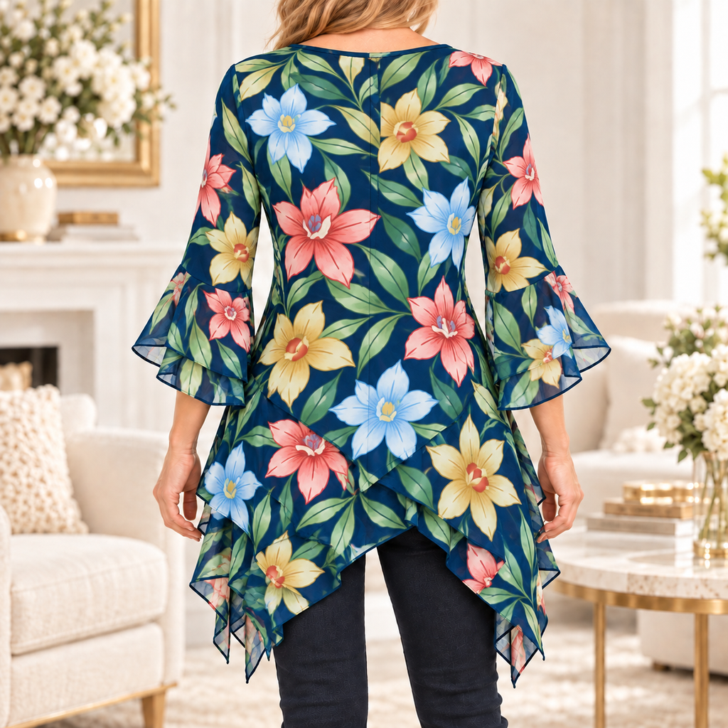 Henrietta | Floral print tunic blue 3