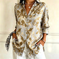 Josephine | Grey and gold damask paisley print shirt 1