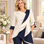 Freya | Ivory navy asymmetrical tunic 2