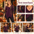 Melissa | Gothic halloween raven tunic purple V-neck 4