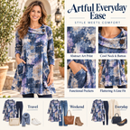 Maureen | Boho abstract print tunic blue cowl neck 4
