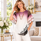 Astrid | Rose ombre pleated embroidered blouse 2