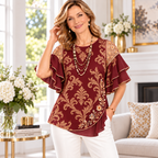 Amalia | Baroque scroll pleated layered blouse 2