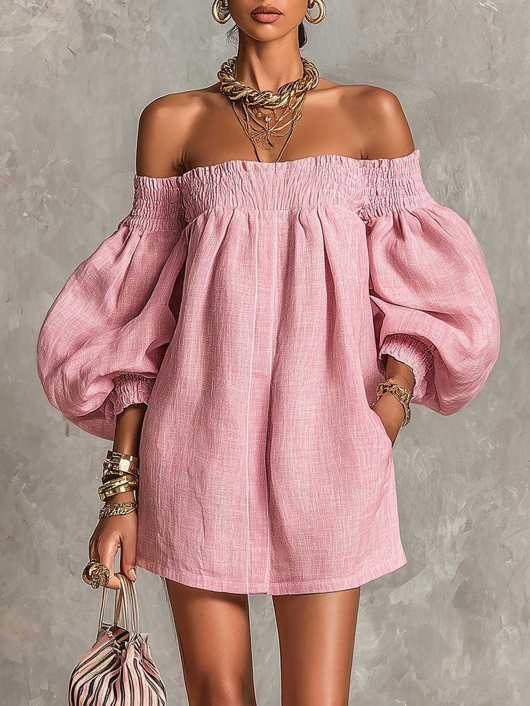 Rosaline | Off-shoulder puff-sleeve mini dress 10