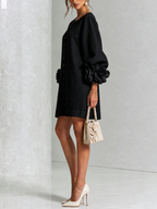 Aurora | Floral-cuff button mini dress 19