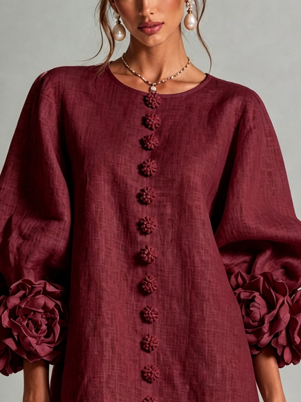 Camellia | Rosette-cuff mini dress 6