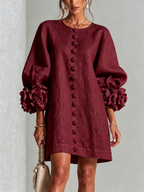 Camellia | Rosette-cuff mini dress 1