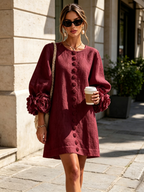 Camellia | Rosette-cuff mini dress 4