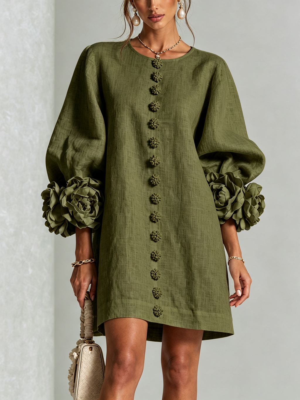 Francesca | Floral-detail button mini dress 1