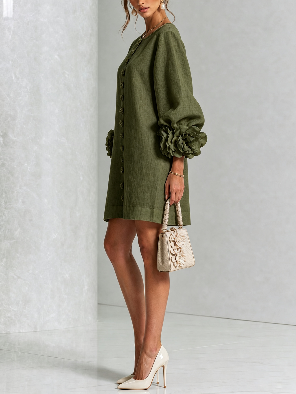 Francesca | Floral-detail button mini dress 2