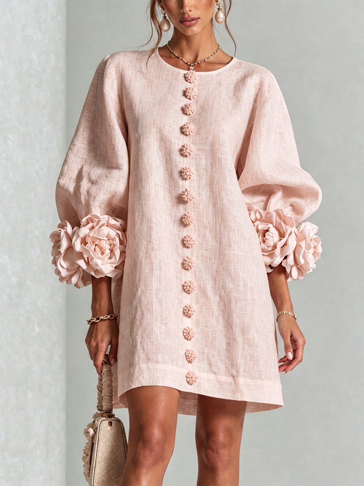 Adaline | Floral-trimmed statement mini dress 1
