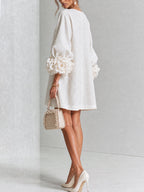 Aurora | Floral-cuff button mini dress 12