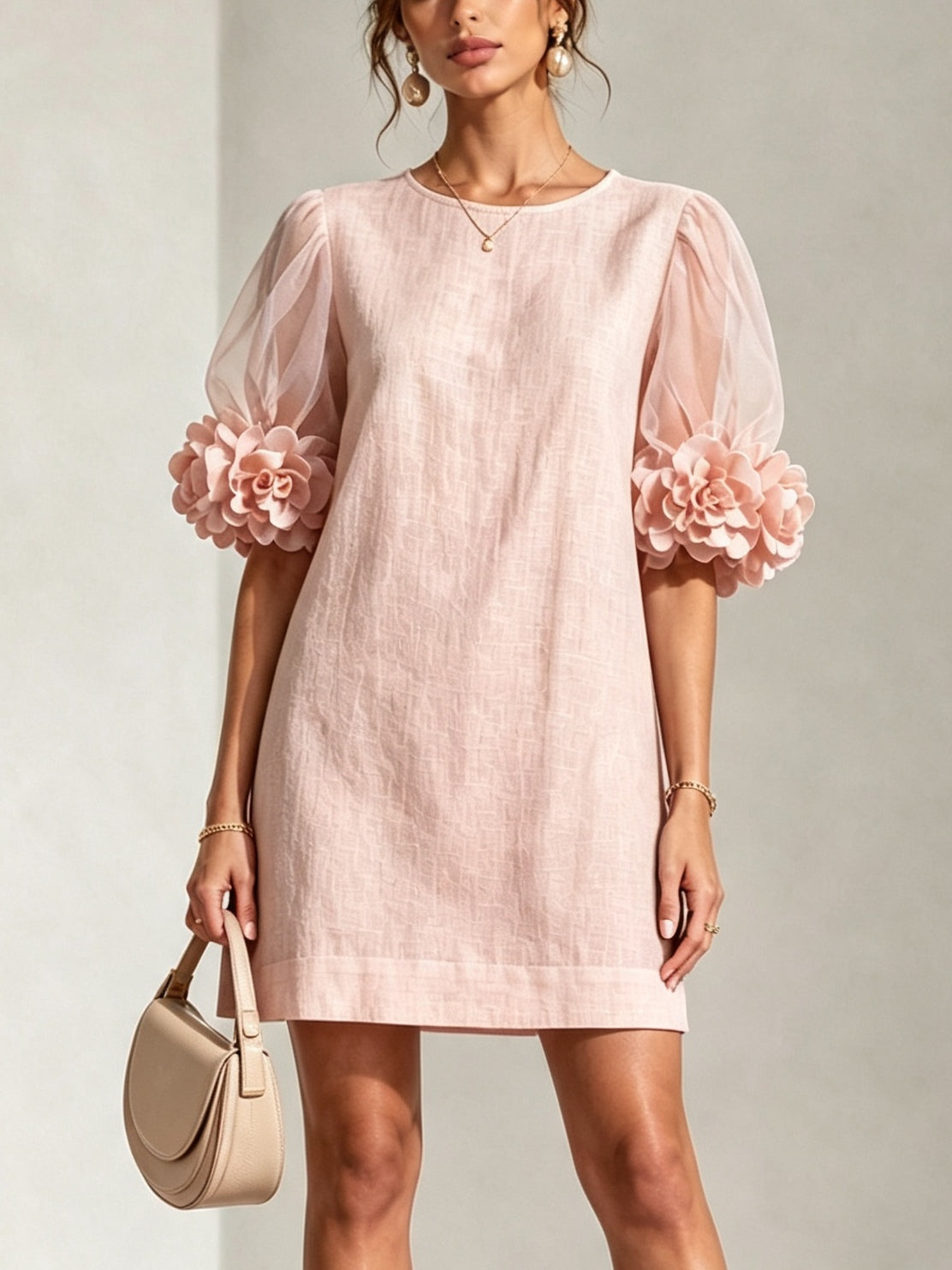 Annika | Floral-cuff puff-sleeve mini dress 1