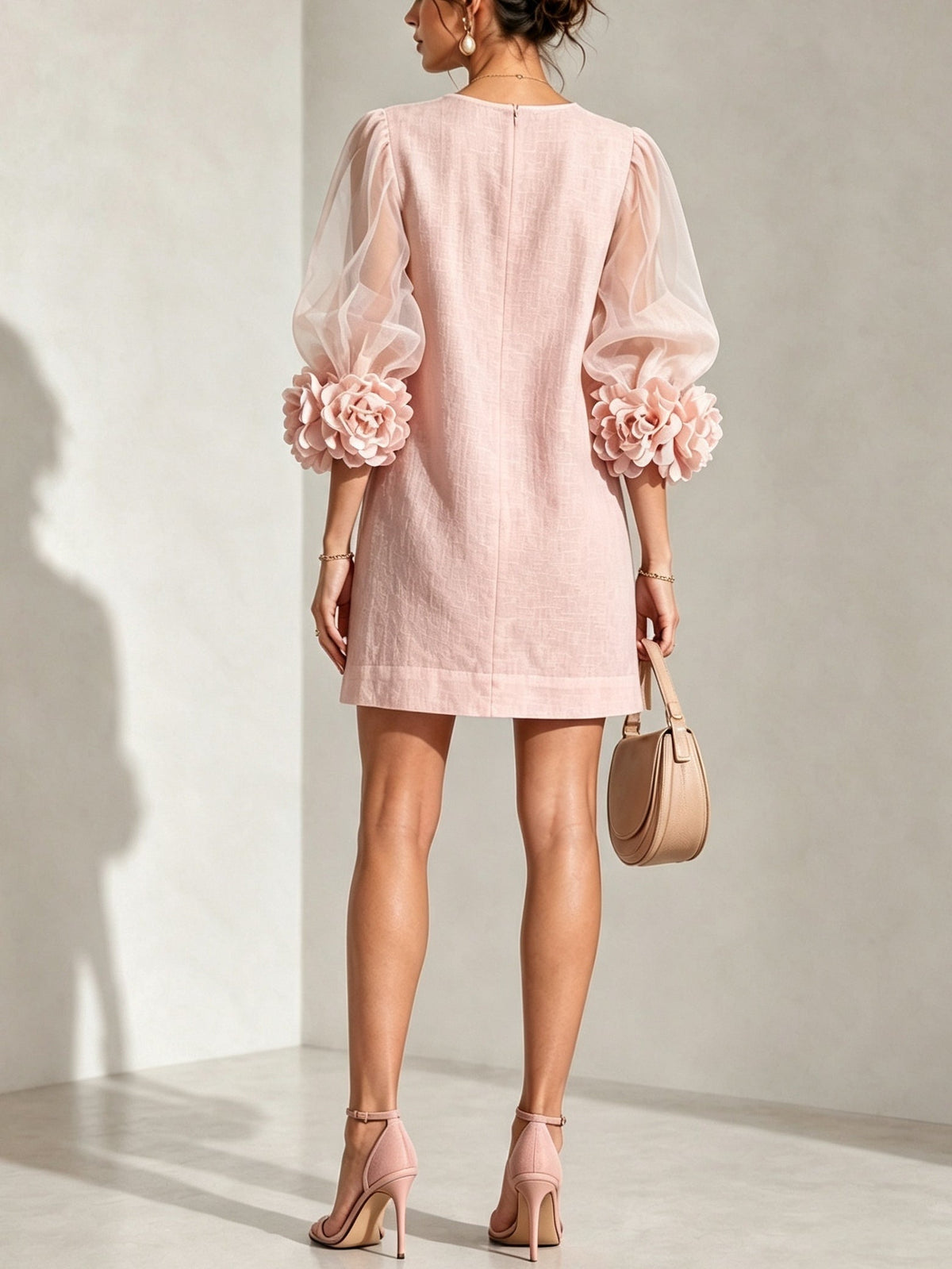 Annika | Floral-cuff puff-sleeve mini dress 3