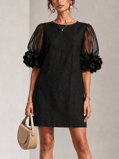 Persephone | Floral-cuff puff-sleeve mini dress 1