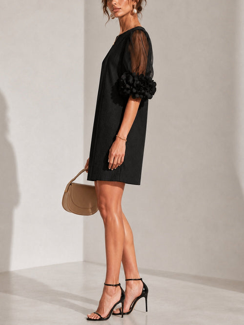 Persephone | Floral-cuff puff-sleeve mini dress 2
