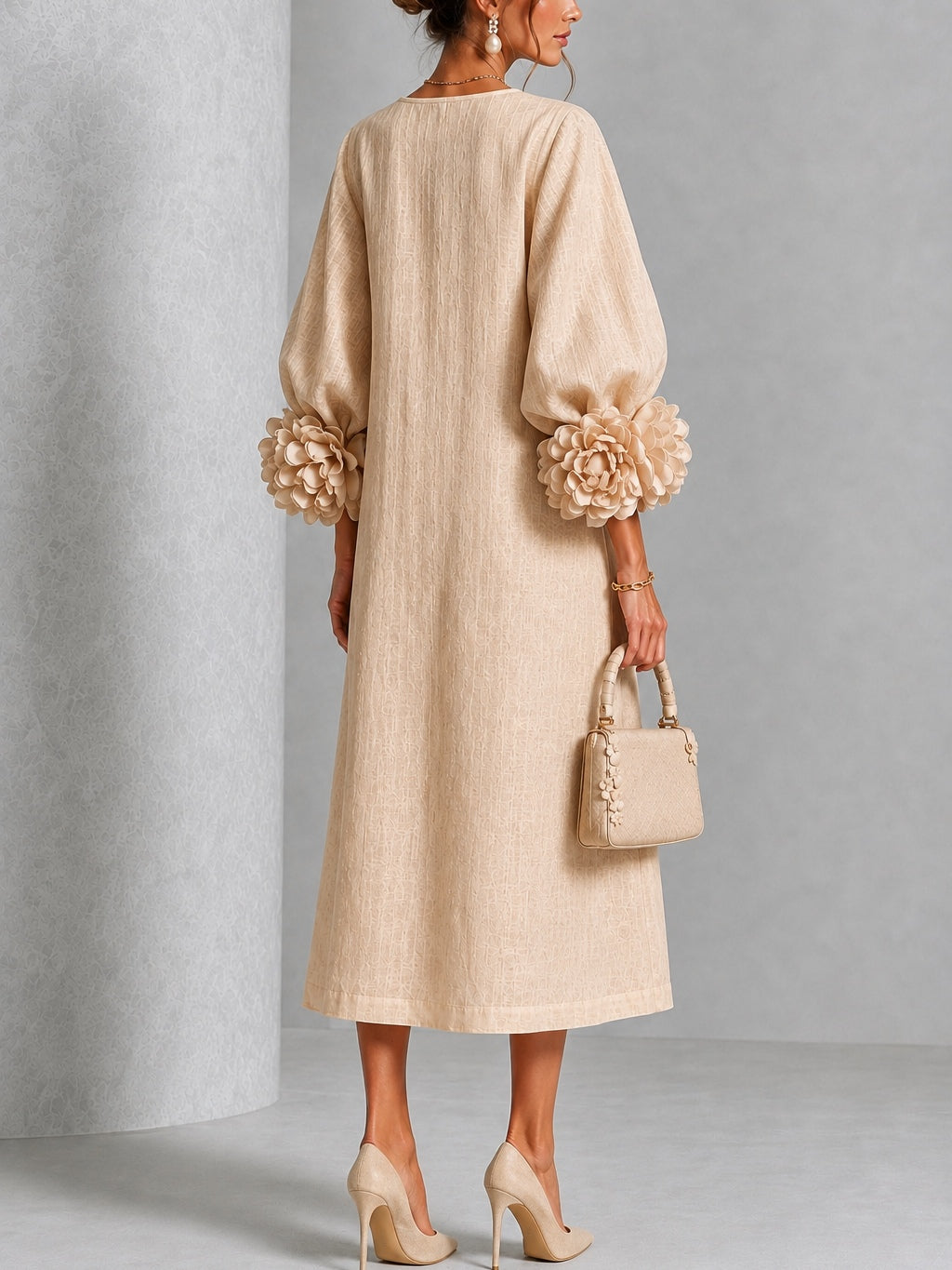 Rosanne | Rosette-cuff midi dress 3