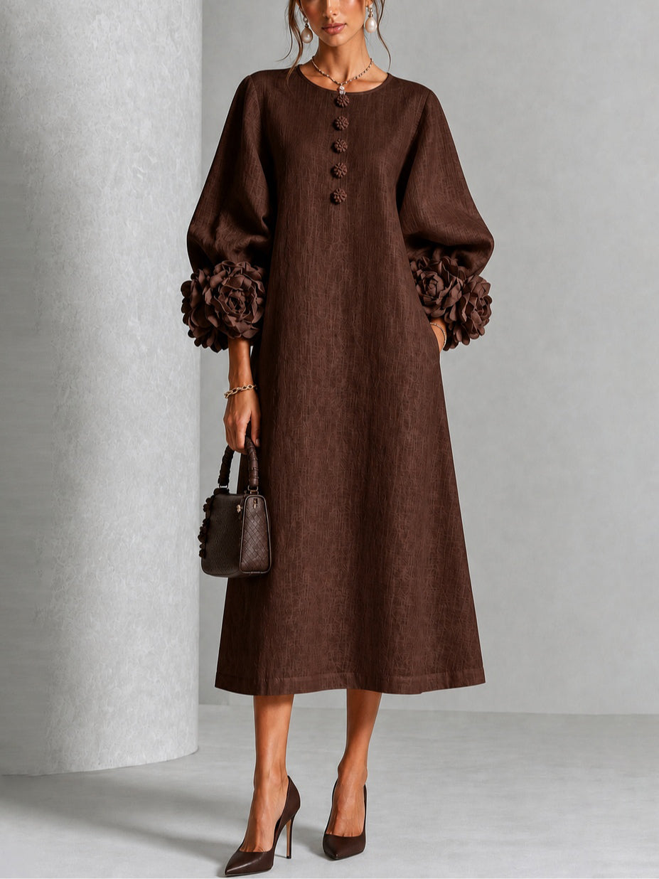 Beverly | Rosette-cuff midi dress 1