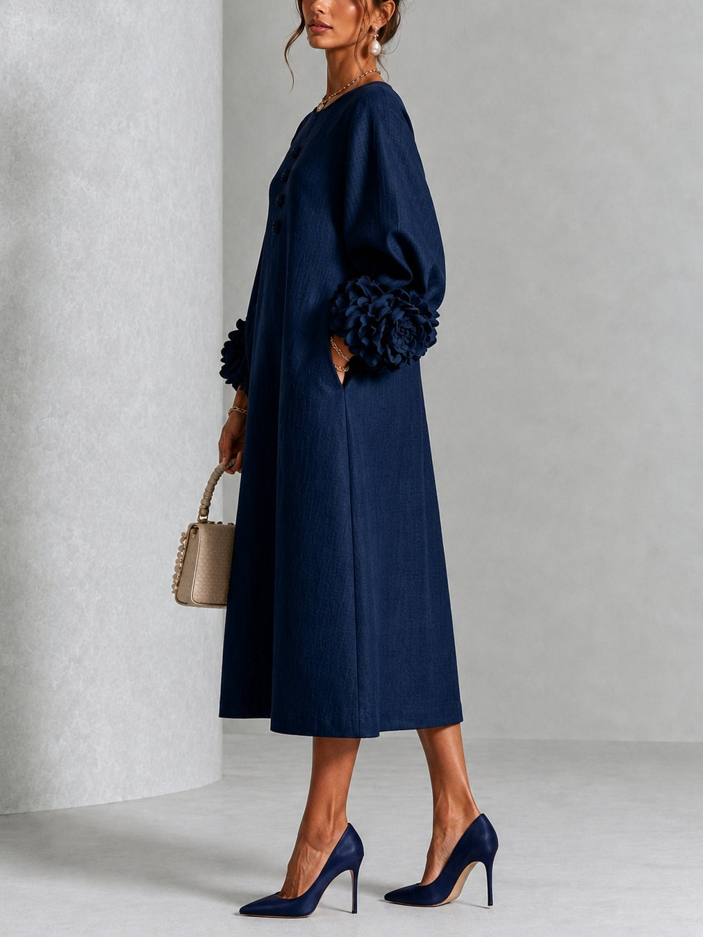 Danica | Floral-cuff midi dress 2