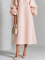 Rosetta | Floral-cuff buttoned midi dress 5