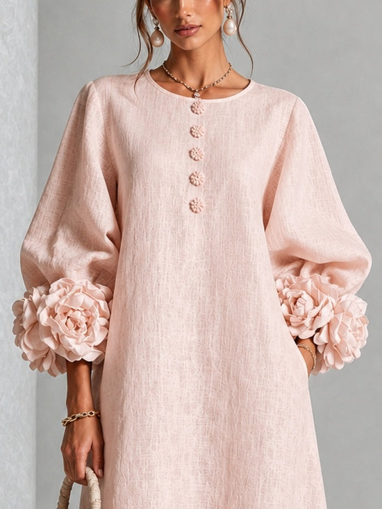 Rosetta | Floral-cuff buttoned midi dress 4