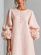 Rosetta | Floral-cuff buttoned midi dress 4