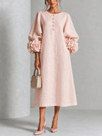 Rosetta | Floral-cuff buttoned midi dress 1